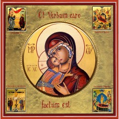 La Vergine di Vladimir con scene della vita 30x30 cm.