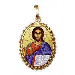 Cristo Pantocrator su Ciondolo in Argento 925°°° a Corona