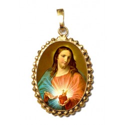 Il Sacro Cuore di Gesù su Ciondolo in Argento 925°°° a Corona